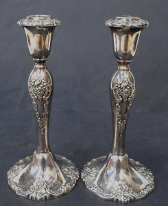 Lot 213 - Pair of Silver Plated Ornate Candlesticks , Marked Baroque by Wallace