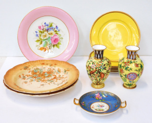 Lot 220 - Group lot of ceramics inc 2 x late 1800's Royal Crown Derby Vases 15cm