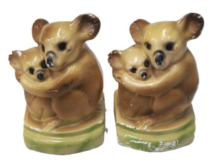 Lot 227 - Pair Vintage plaster ware Australian Koala Bookends - some slight dama