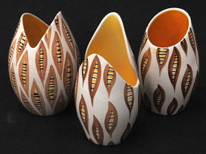 Lot 237 - 3 x Mid Century Modern Sandland English ceramic Vases - all in 'Missou