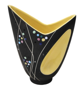 Lot 238 - Large Ellis MCM Australian Pottery Vase - texted black glaze w indente