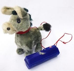 Vintage remote battery operated Japanese Made Toy Donkey, approx 20cm H