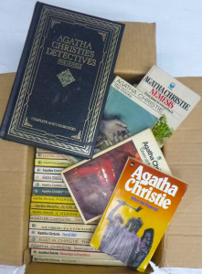 Box lot of Vintage Agatha Christie mostly sc books, inc, The Listerdale Mystery,