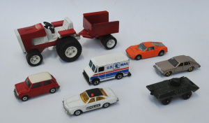 Group lot Vintage Model Diecasts inc Tonka Tractor & Trailer, Tomica Mini Co