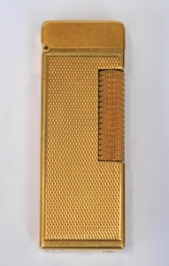 Vintage Dunhill Rollagas Gold Plated Lighter - Gold Barley Grain