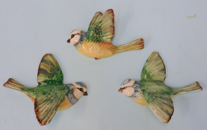 Vintage Set (3) BESWICK BLUE TIT Bird Wall Plaques - Model 705,706 & 707 (19