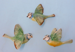 Vintage Set (3) BESWICK BLUE TIT Bird Wall Plaques - Model 705,706 & 707 (19