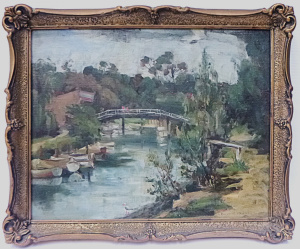 Violet McInnes (1892 - 1971) Gilt Framed Oil Painting - Kananook Creek - Signed