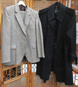 Lot 8 - 2 x Pieces of Clothing incl Black Two-Ply Trench coat made by Burton &am