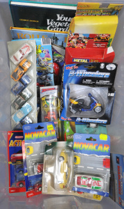 Lot 24 - Box Lot of Mint Box Carded Kids Toys incl Diecast Vehicles, Zinoki Cons