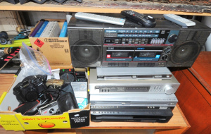 Lot 43 - Group Lot of Audio Visual & Camera Equipment incl Walkman Cassette