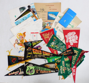 Lot 55 - Box lot vintage Tourist Ephemera inc Felt Pennants - Gold Coast, Coolan