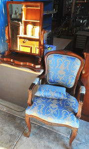 Lot 70 - 2 x Pieces Occasional Furniture incl Victorian Style Armchair w Blue Up