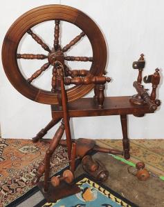 Lot 71 - Vintage Wooden Spinning Wheel w Accessories - Approx 100cm H