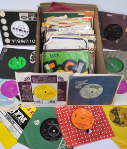 Lot 75 - Box lot of Assorted Vintage 45rpm Vinyl Singles incl ABBA, Elvis Presle Lot 75 - Box lot of Assorted Vintage 45rpm Vinyl Singles incl ABBA, Elvis Presle
