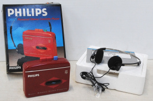 Lot 126 - Vintage Boxed 1980s Red Philips Walkman - D6511Personal Stereo Cassett