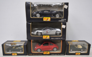 Lot 129 - 6 x Boxed Maisto Scale Model Diecasts inc Volkswagen Beetle, McLaren F