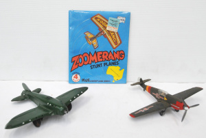 Lot 136 - 3 x Vintage Aircraft Toys inc Boomaroo Tin Toy Aeroplane, Scale Model