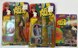 Lot 184 - 3 x mint carded Austin Powers toys incl 2 figures with sound boxes -