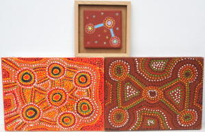 Lot 199 - 3 x Modern Aboriginal Oil Paintings - Small framed unsigned + 2 stretc