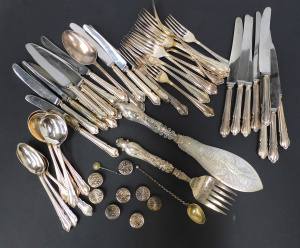 Lot 200 - Group Silver & EPNS inc 8 floral Cambodia 900 silver place card ho Lot 200 - Group Silver & EPNS inc 8 floral Cambodia 900 silver place card ho