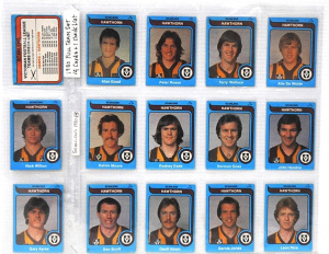 Lot 201 - Lot of Scanlens 1980 Hawthorn full set Footy Cards - 14 Cards Total