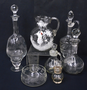 Lot 204 - Group lot of vintage Glass inc Victorian Mary Gregory Jug, Hand blown Lot 204 - Group lot of vintage Glass inc Victorian Mary Gregory Jug, Hand blown