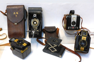 Lot 205 - 5 x Vintage Cameras inc Kodak Brownie Hawkeye , Eastman Kodak Vest Poc
