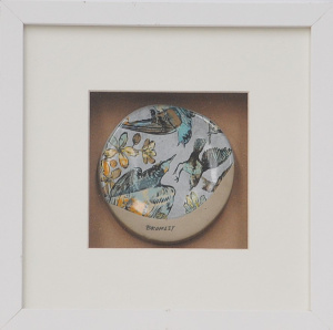 Lot 210 - Small Framed David Bromley Pottery Plaque - Birds - signature under im