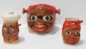 Lot 211 - 3 x Vintage Kitsch ceramic Mammy Pieces incl Large Mammy Biscuit Barre