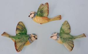 Lot 215 - Vintage Set (3) Beswick Blue Tit Bird Wall Plaques - Model 705,706 &am
