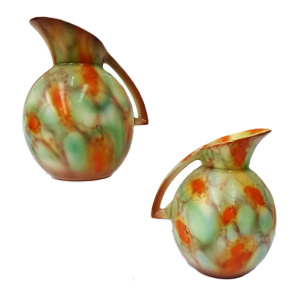 Lot 226 - 2 x C 1930s Art Deco Falcon Ware Grecian Jugs with multicoloured glaze