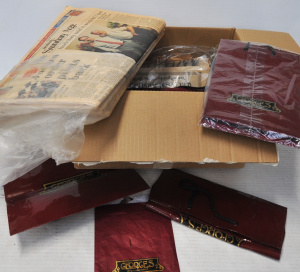 Box of Vintage Ephemera incl Assorted Newspapers, George's Bags etc