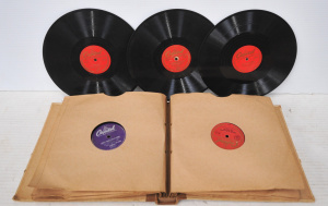 Group lot - 9 x Vintage Les Paul 78rpm Records - some with Mary Ford - Mockin Bi