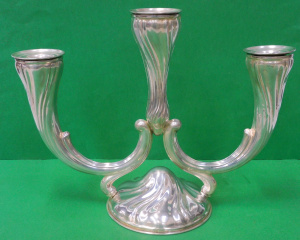 925 Sterling Silver Judaica Three Arm Candelabra 26cm H approx 485gms TW Stamped