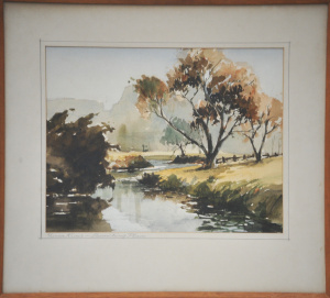 Artist Unknown Framed Watercolour - Yarra River, Launching Place - signed Frank
