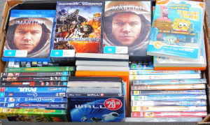 Box lot of DVDs inc Mr Bean, Transformers, Kung Fu Panda, Martian etc