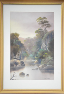 Charles Young (Active c1885 - 1920) Framed Oil Painting - River Scene - Signed l