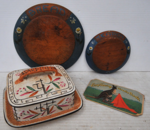 Easy Sewing Needle Book, Lidded Ceramic Sardine Dish & 2 x Wooden bread &