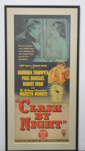 Framed Vintage Colour Daybill Movie Poster - Clash by Night - starring Barbara S