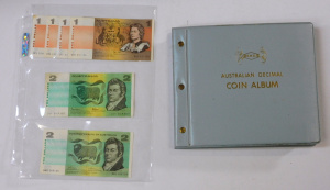 Group lot Australian Decimal Currency Coin Album inc round 50 cent piece, 4 x On
