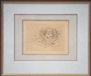 Margot Weemaes (1909 - 1993) Framed Modernist Etching - The Nest - Signed, dated