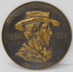 Melbourne Commemorative Brass wall charger - Melbourne & Victoria Centenary