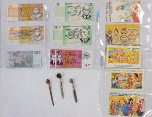 Mixed Group lot inc Novelty Postcards & Bank Notes - Risque postcards- Bank
