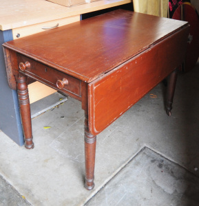 Vintage Wooden Dropside Table w Drawers to Either Side