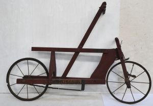 Lot 4 - Unusual Vintage smaller sized Wooden Velocipede Bicycle - stencilled to