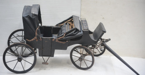Lot 5 - Victorian Miniature Landau Carriage - 4 wheeled - studded leather seatin
