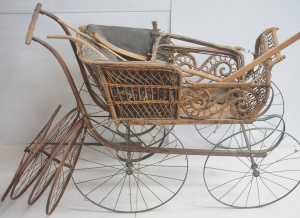 Lot 34 - Victorian Wicker Baby carriage pram by Foy & Gibson - Melbourne (AF