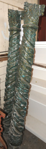 Lot 37 - Pair of Large Wooden & Plaster Corinthian Style Columns In Green -