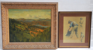 Lot 41 - 3 x Framed Oil Paintings & Aust Prints inc 1970s Oil painting - Abo